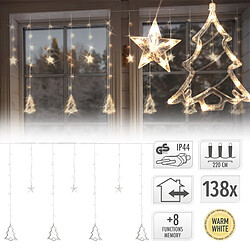 Ecd Germany Rideau lumineux avec étoile 138 LEDs blanc chaud décoration de Noël 8 fonctions