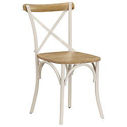 vidaXL Chaises à dossier croisé lot de 6 blanc bois de manguier massif