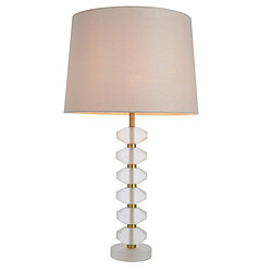 Endon Lampe de table base et abat-jour cristal givré et lin naturel