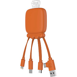 SANAG Câble Multi Connecteurs Usb - Hub Usb 4 En 1 Usb C, Usb Et Micro Usb - Câble Chargeur Universel Et Batterie Externe - Câble Multi Téléphone - Octopus Gamma (Orange)