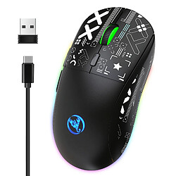 Yonis Souris Gaming Sans Fil RGB 3 Modes Rechargeable