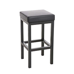 Decoshop26 Tabouret de bar x1 avec repose-pieds design simple hauteur d'assise 80 cm en PVC noir et support en métal noir 10_0005406