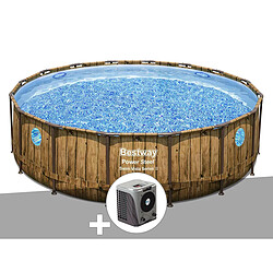 Kit piscine tubulaire ronde Bestway Power Steel avec hublots 4,88 x 1,22 m + Pompe à chaleur