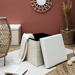 The Home Deco Factory Pouf coffre pliable tressage Mirage blanc.