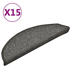 vidaXL Tapis de marches d'escalier 15 pcs Gris foncé 56x17x3 cm