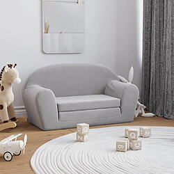 vidaXL Canapé-lit enfants 2 places gris clair peluche douce