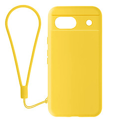 Avizar Coque pour Google Pixel 8A Silicone Finition Soft-touch avec Dragonne Jaune