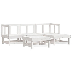 Avis Maison Chic Salon de jardin 5 pcs + coussins - Mobilier/Meubles de jardin - Table et chaises d'extérieur blanc bois massif -MN67572