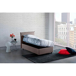 Autrement Talamo Italia Lit simple Anna avec conteneur, Made in Italy, en tissu amovible, 80x190 cm, avec ouverture latérale, Tortora, avec matelas inclus.