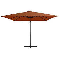 Helloshop26 Parasol mobilier de jardin déporté avec lumières led 250 x 250 cm orange 02_0008460