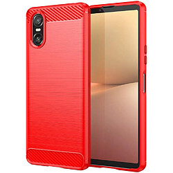 Htdmobiles Coque pour Sony Xperia 10 VI - housse etui silicone gel carbone + film ecran - ROUGE