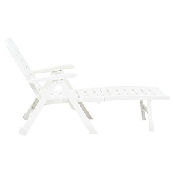 Maison Chic Chaise longue pliable de jardin | Bain de soleil Relax | Transat Plastique Blanc -GKD64898 pas cher