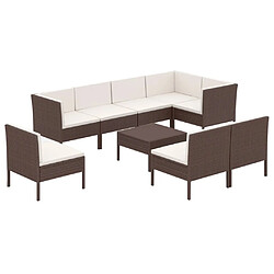 Maison Chic Salon de jardin 9 pcs + coussins - Mobilier/Meubles de jardin - Table et chaises d'extérieur Résine tressée Marron -MN97918