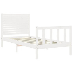 Maison Chic Cadre/structure de lit et tête de lit pour adulte - Lit Moderne Chambre blanc 100x200 cm bois massif -MN90082 pas cher