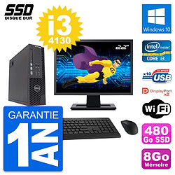 PC Dell T1700 SFF Ecran 22" Intel Core i3-4130 RAM 8Go SSD 480Go Windows 10 Wifi - Occasion