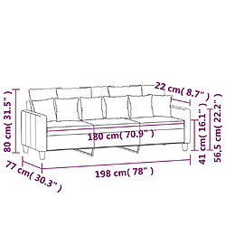 vidaXL Canapé à 3 places Jaune clair 180 cm Tissu pas cher