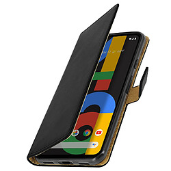 Avizar Housse Google Pixel 4A Cuir Véritable Porte-carte Support Vidéo Noir