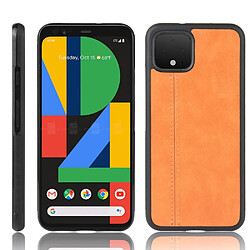 Wewoo Coque Rigide Motif de peau de vache antichoc à de couture pour PC Pixel 4 XL PC + PU + TPU Orange