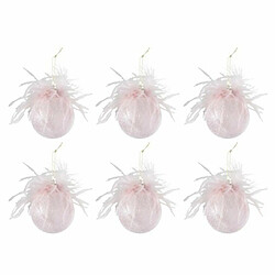 Paris Prix Lot de 6 Boules de Noël Plumes Déco 8cm Rose