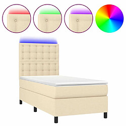 Maison Chic Lit adulte- Lit + matelas,Sommier à lattes de lit et matelas et LED Crème 90x190 cm Tissu -GKD93605