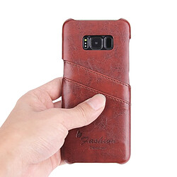 Wewoo Etui en cuir Fierre Shann Retro Oil en cire PU pour Galaxy S8 + / G9550, avec fentes pour cartes (Marron) pas cher