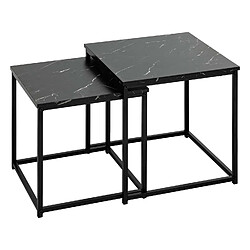 Atmosphera, Createur D'Interieur Duo de tables d'appoint effet marbre - Noir