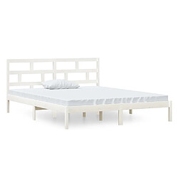 vidaXL Cadre de lit sans matelas blanc bois massif