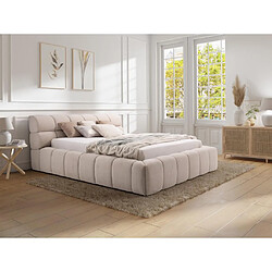 Lit coffre 180 x 200 cm - Tissu - Beige + Matelas - FORVIK II de Pascal Morabito