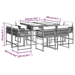 Acheter vidaXL Ensemble à manger de jardin 9pcs coussins noir résine tressée