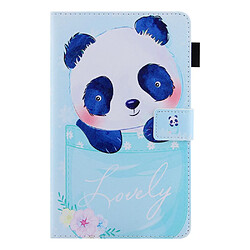 Etui en PU texture croisée avec porte-cartes Tasse et panda pour votre Samsung Galaxy Tab A8 10.5 2021 SM-X200/X205