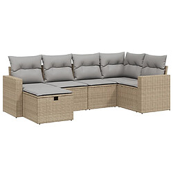 vidaXL Salon de jardin avec coussins 6pcs mélange beige résine tressée