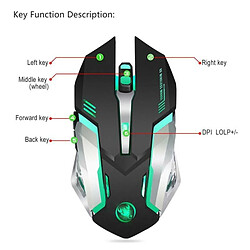 Universal Souris gaming rechargeable 2.4GHz sans fil HXSJ M10 avec récepteur USB souris rétroéclairée