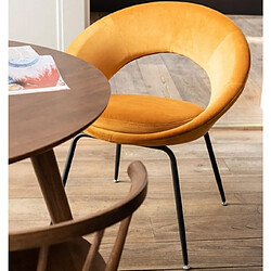 Mes Chaise repas ronde 69x59x78 cm en tissu velours ocre et métal