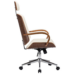 Avis Helloshop26 Chaise fauteuil siège de bureau informatique étude avec appuie-tête similicuir et bois crème 02_0023984