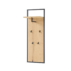 Pegane Vestiaire / panneau mural coloris chêne / noir - Longueur 44 x hauteur 125 x profondeur 27 cm