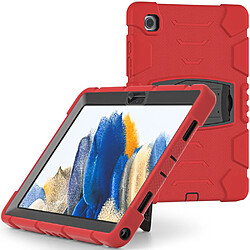 Coque en silicone antichoc, anti-rayures avec béquille rouge/noir pour votre Samsung Galaxy Tab A8 10.5 (2021) X200/205