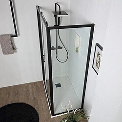 Kiamami Valentina PORTE DE DOUCHE EN NICHE DE 110 CM + CÔTÉ FIXE DE 80 CM H: 190 CM AVEC VERRE TREMPÉ TRANSPARENT 6 MM | CITY