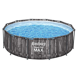 Kit piscine tubulaire ronde Bestway Steel Pro Max décor bois 3,66 x 1,00 m + 6 cartouches de filtration