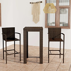 Maison Chic Jeu de bar de jardin 3pcs avec accoudoirs,Mobilier d'extérieur Résine tressée Marron -GKD175920