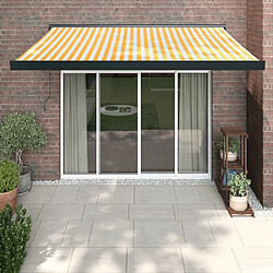 Maison Chic Store banne | Auvent rétractable de porte | Marquise Brise-soleil jaune et blanc 3x2,5 m tissu et aluminium -GKD81820