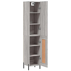 Avis vidaXL Buffet haut Sonoma gris 34,5x34x180 cm Bois d'ingénierie