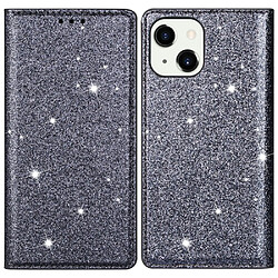 Etui en PU + TPU paillettes scintillantes, auto-absorbées, ultra-fines avec support gris pour votre Apple iPhone 13 mini 5.4 pouces