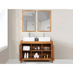 Avis Vente-Unique Meuble de salle de bain en bois d'acacia avec double vasque et miroirs - 130 cm - PULUKAN