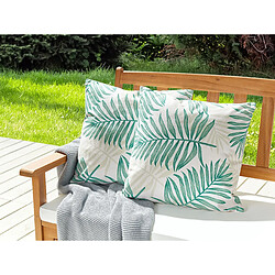 Beliani Lot de 2 coussins POGGIO 45 x 45 cm Motif de plante Vert