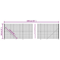 vidaXL Clôture en treillis métallique avec bride anthracite 1,4x10 m pas cher