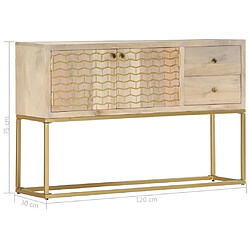 vidaXL buffet doré 120x30x75 cm bois de manguier massif pas cher