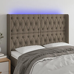 Maison Chic Tête de lit scandinave à LED,meuble de chambre Taupe 163x16x118/128 cm Tissu -MN20639