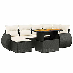 Maison Chic Ensemble Tables et chaises d'extérieur 7pcs avec coussins,Salon de jardin noir résine tressée -GKD200359