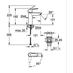 Acheter Mitigeur lavabo monocommande GROHE Start - Noir mat - Taille M - Bec moyen - Economie d'eau