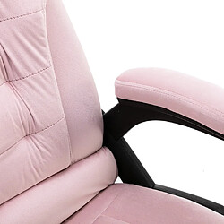 Helloshop26 Chaise fauteuil siège de bureau informatique étude de massage Rosevelours rose 02_0024021 pas cher